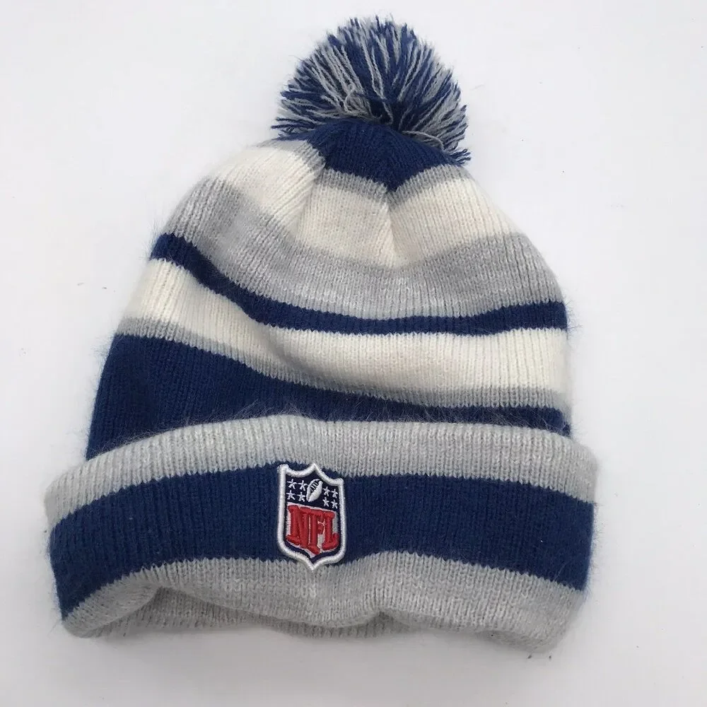 Indianapolis Colts New Era NFL Football Team Logo Beanie Sports Pom Winter Hat